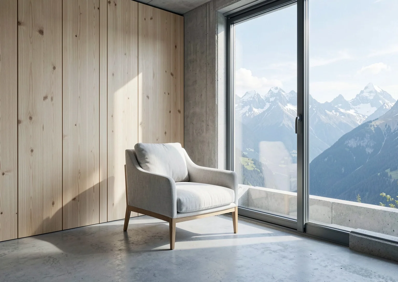 Espace de vie optimisé avec vue sur les Alpes